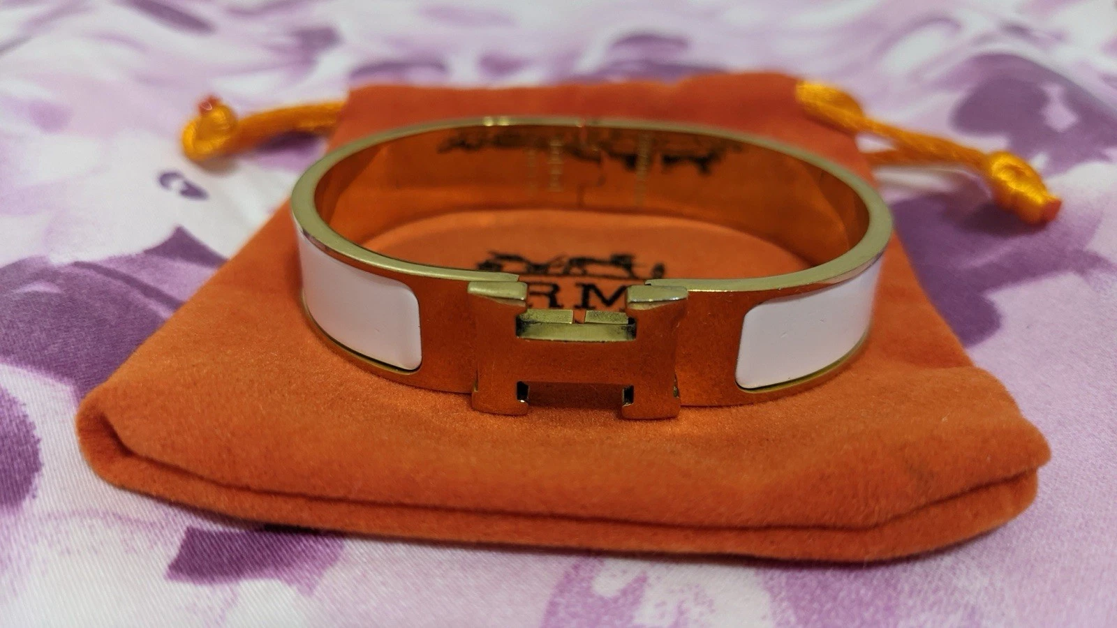 HERMÈS Bracciale Hermes Clic H Braccialetto Oro Bianco Bianco Made In France