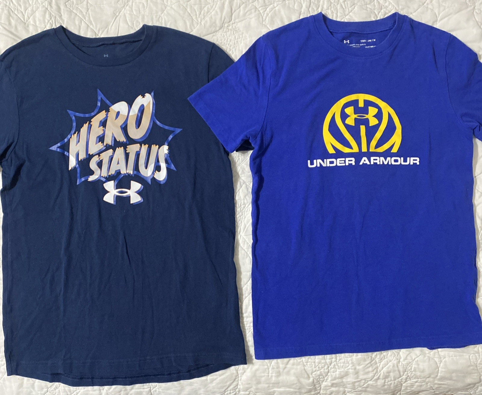 Lot of 2 - Youth UA Graphic T-Shirts, YMD, Medium, Under Armour, Cotton Blend