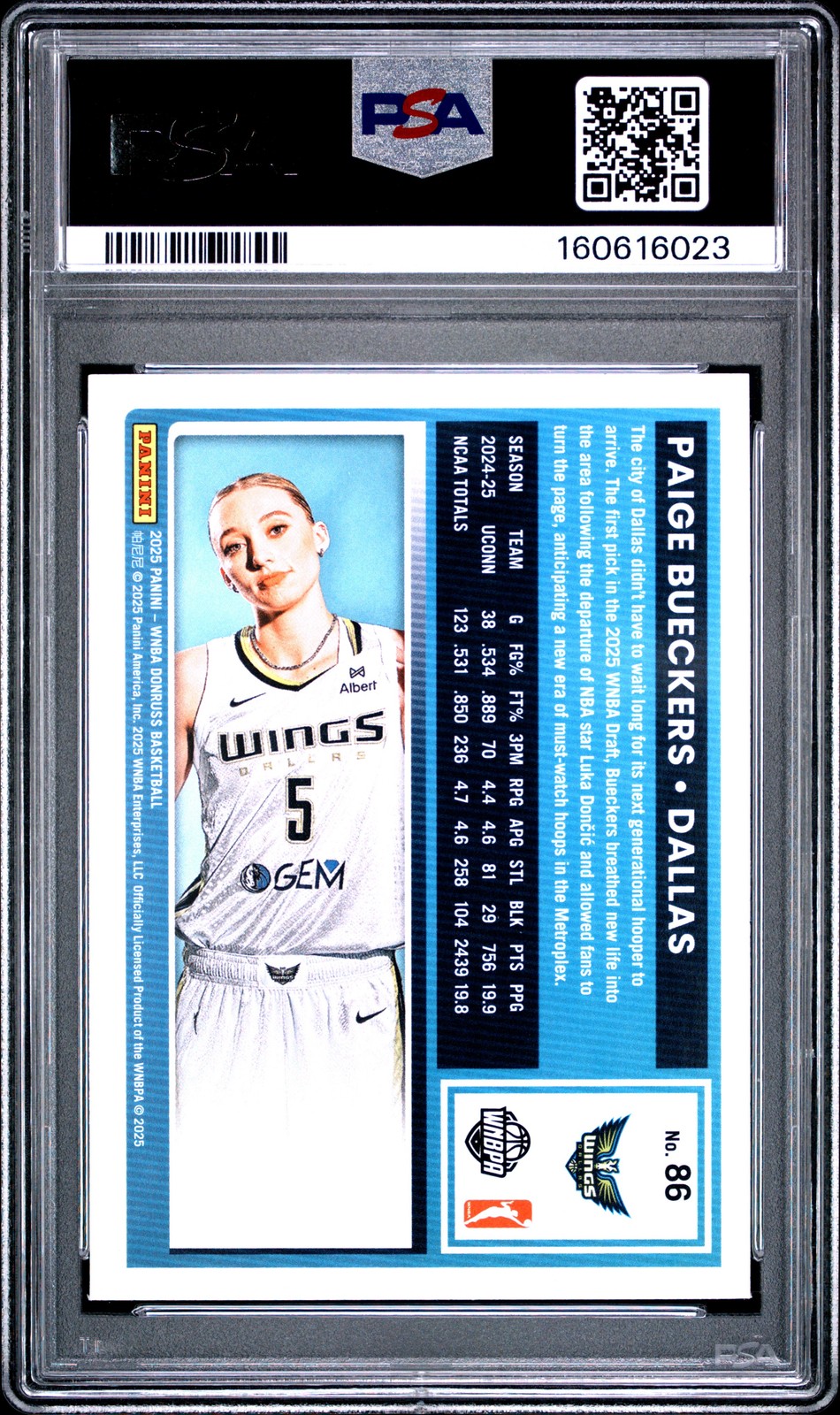 2025 PANINI DONRUSS WNBA #86 PAIGE BUECKERS PSA 9 view 2