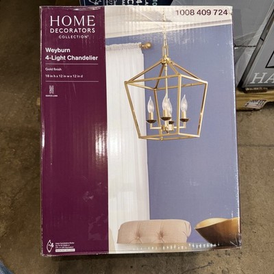 Home Decorators Weyburn 4Light Gold Farmhouse Chandelier Light Caged Metal Shade