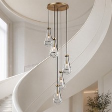 5-Light Raindrop Pendant LED Light Chandelier Kitchen Living Room Gold Fixture