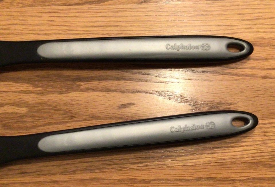 Calphalon Slotted and Solid Serving Cooking Spoon Black Nylon Gray Silicone Lot - Image 3 of 4