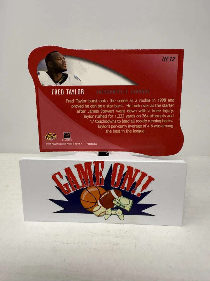 1999 Playoff Football Fred Taylor Absolute Heroes Die-Cut Gold Foil Card #HE12 - Image 2 of 2