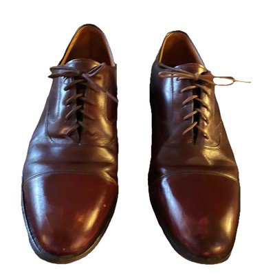 Johnston & Murphy Mens Dress Shoes 10.5D Oxford Cap Toe Leather Burgundy Lace Up