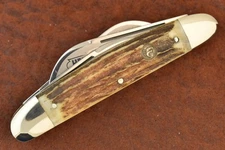 HEN & ROOSTER BERTRAM CUTLERY SOLINGEN GERMANY STAG JUMBO CONGRESS KNIFE (24840)