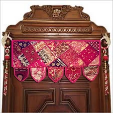 New Year Gift Window Embroidered Sari Cotton Patchwork Door Hanging Toran Floral