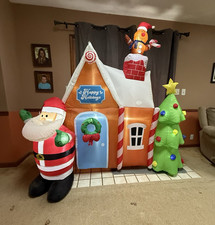 Lighted Inflatable Gingerbread House w/ Santa Tree Christmas Yard Decor