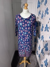 George Floral Shift Dress Navy Pink UK 16 Knee Length Stretch Spring Summer