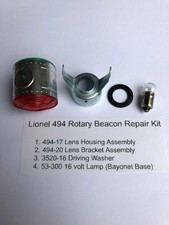LIONEL 494 BEACON KIT BEACON BRACKET/ BEACON TOP/CORRECT BULB  DRIVE WASHER NEW