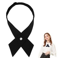School Ties, Adjustable Criss-Cross Bow Tie, Pre Tied Tie for Women Black