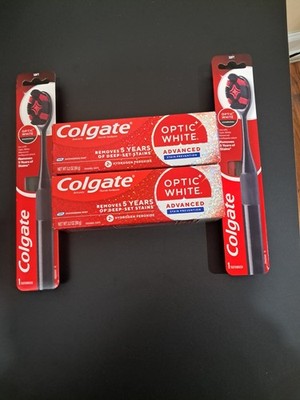 Lot of 2 Colgate Optic White Advanced Fluoride Toothpaste Shimmering Mint 3.2 oz