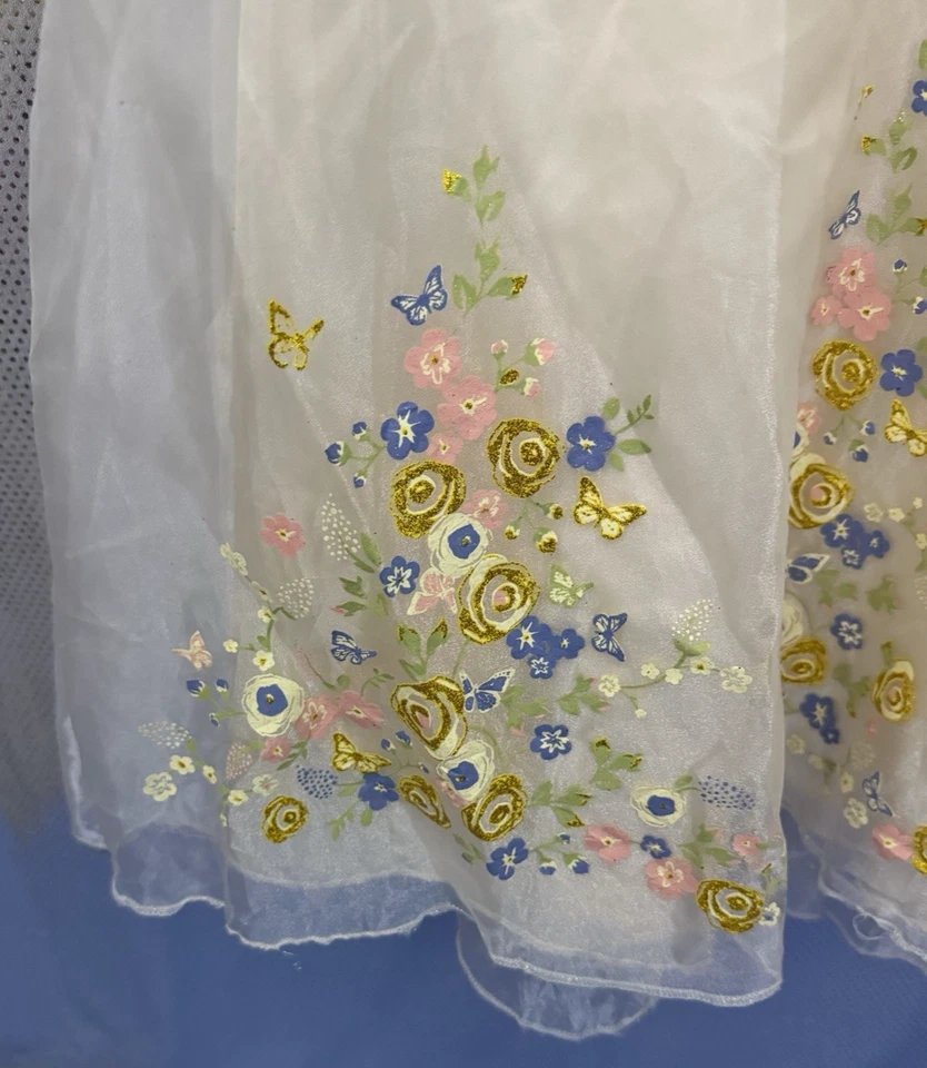 Disney Cinderella Costume Dress Up Girls Sz 10/12 L Ivory Floral Wedding Play - Image 4 of 4