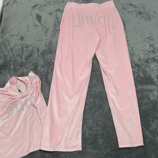 Juicy Couture Rhinestone Velour Pink Tank Top Pants Pajama Set Size M