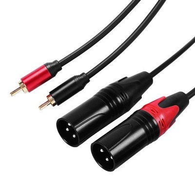 Dual XLR Male to RCA Cable 50Ft, Heavy Duty 2 XLR to 2 RCA HiFi Stereo Audio ...