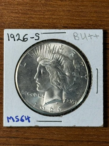 1926- S   Peace Silver Dollar   BU++