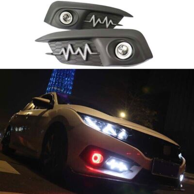 2016-2018 2-Color Led DRL Day Running Light ECG-Style Angel Eyes For Honda Civic
