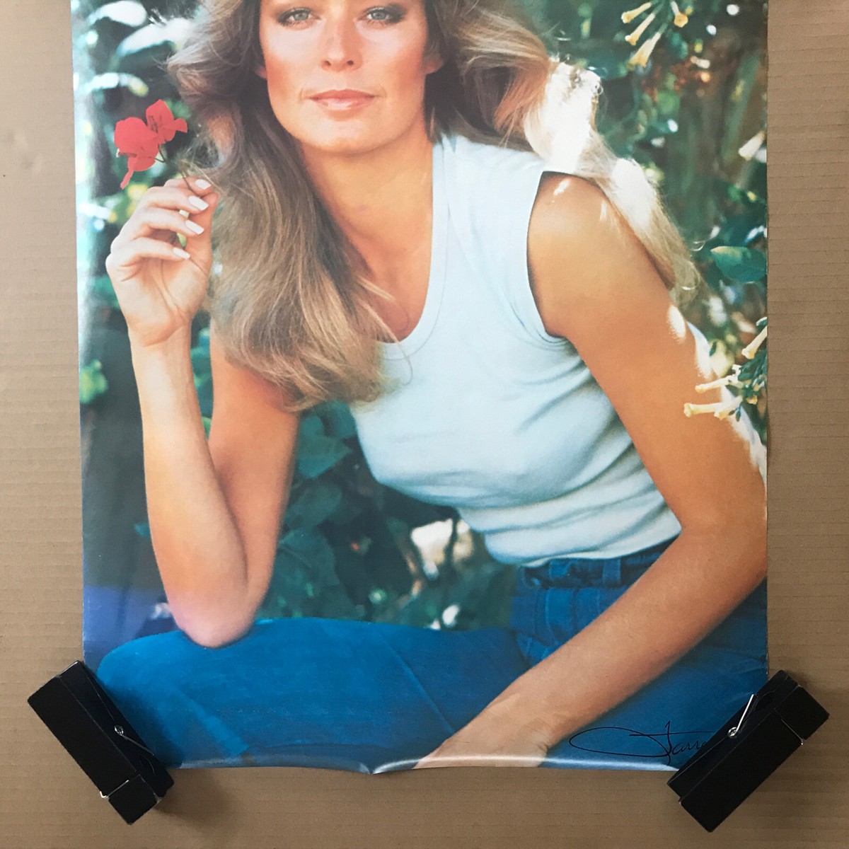 Vintage Original 1970s Farrah Fawcett Flowers Pinup 1977