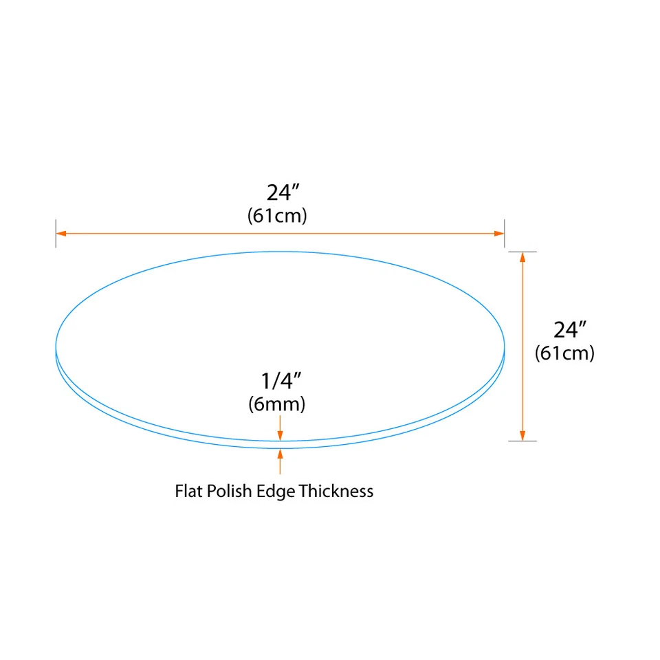 Pro Safe Glass 24" Round Tempered Glass Table Top 1/4" Thick Flat Polish Edge - Image 4 of 4