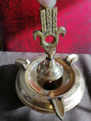 messing aschenbecher windgeschützt windproof brass ashtrey vintage el khomsa