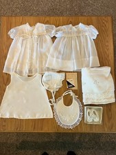 Vintage Infant Baptismal Christening 7 Piece Ensemble 1960s Dress, Petticoat,