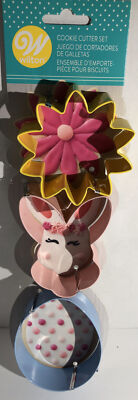 Wilton 3pc Set Metal Cookie Cutter Bunny,Flower And Egg Brand New-SHIPS N 24HRS