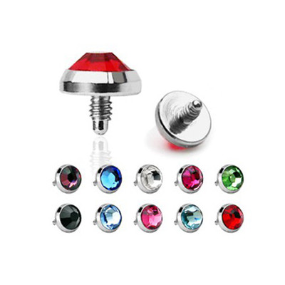 Dermal Anchor PIERCING Aufsatz Anker Kristall 3/4mm Surface Disc Glitzer Flach