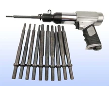 Pneumatic Valve Guide Dismounting Tool Impact Air Shovel with 11PCS Plunger Chip