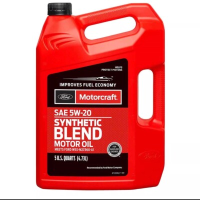 Motorcraft OEM Premium Synthetic Blend Motor Oil SAE 5W-20 - 5 Quart Gallon Jug