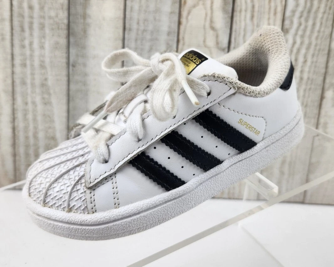 Adidas Original Kids Superstar Shoes Size 8 K White w/ Black Lace Up  Sneakers