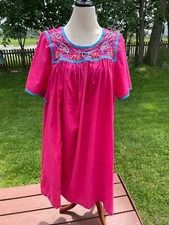 Go Softly Pink Embroidered Floral Lounge Dress XL Polyester/Cotton