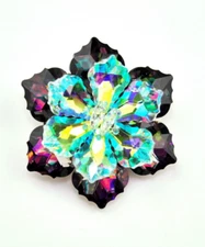 Dark purple Crystal Rhinestone flower brooches aurora borealis brooch Pin gift