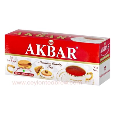 Akbar Ceylon premium black high grown leaf tea strong brew anti oxidant 25 bags