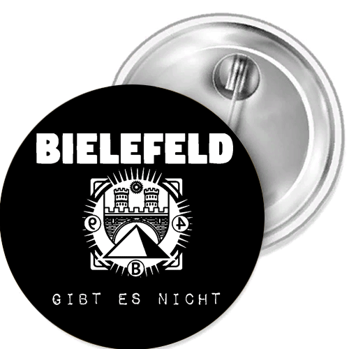 Bielefeld gibt es nicht Verschwö Button Anstecker Aufkleber Flaschenöffn Spiegel - Picture 1 of 5