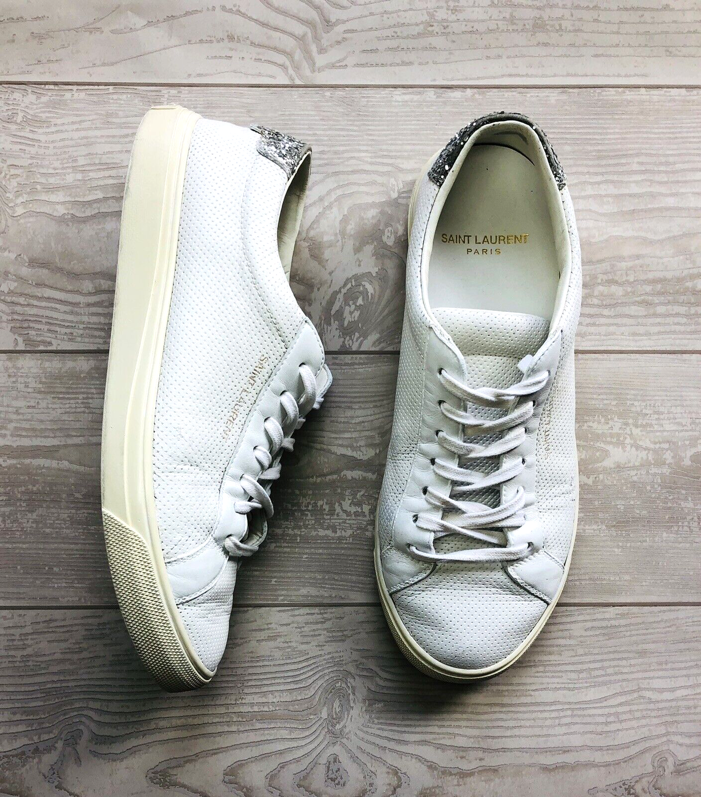 Sneakers basse in pelle YSL Saint Laurent Andy COA 36 5 IT 6 5 US autentiche