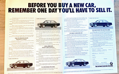BMW 3 5 6 7ER E30 E28 E23 E24 80er Jahre - RAHMENBARE ORIGINAL OLDTIMER WERBUNG