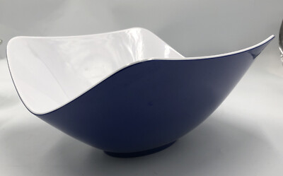Q Squared Zen Serving Bowl Melamine Cobalt Blue And White 10.5  X9.5 x4 