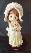 G. Armani Girl in Sleep Bonnet w/Bear 1984 Precious Memories Look Heavy 13.75  H