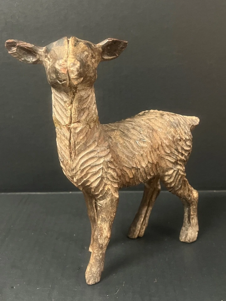 CARVED WOOD PAPER MACHE MOLD/SCULPTURE OF DEER  #D141 - Image 2 of 4