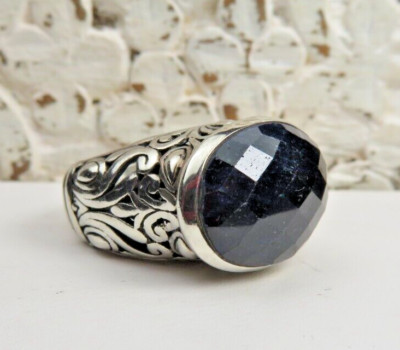 SAMUEL BENHAM BJC DEEP BLUE OPAQUE SAPPHIRE AND STERLING SILVER COCKTAIL RING 5