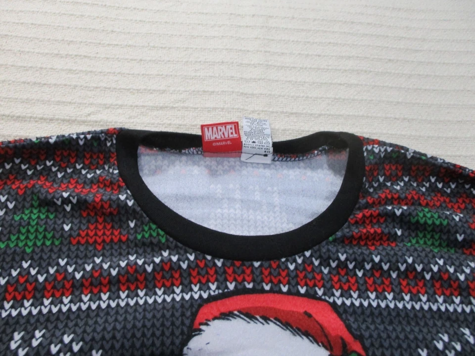 Camisa Pijama Deadpool Para Hombre 2XL Navidad Negra Manga Larga Marvel Cuello Redondo Foto 4 de 4