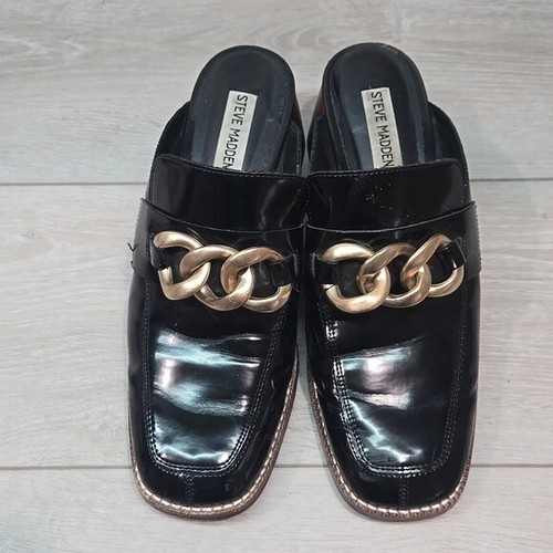 Steve Madden Women Lorie Black& Gold Clog Shoes Heels Mule Sz 9.5M - Picture 3 of 11