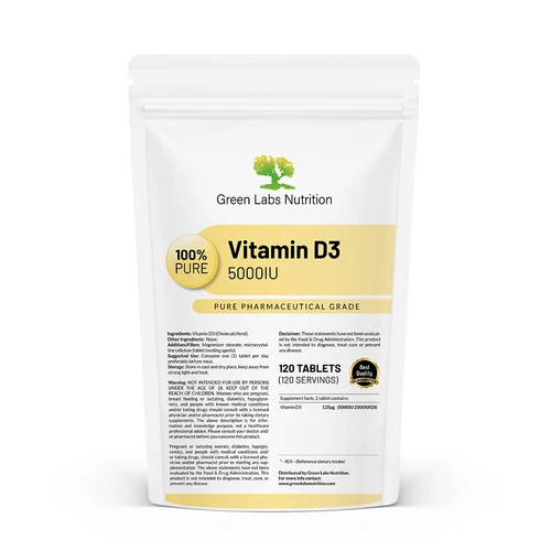 Vitamin D3 5000 IU Tablets – Immune, Bone, Muscle & Mood Support – High Strength