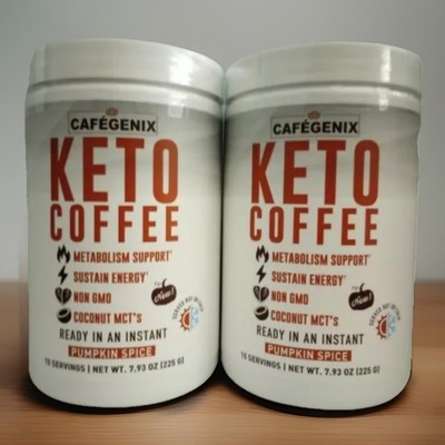 2 Cafegenix PUMPKIN SPICE Keto COFFEE Instant w Grass Fed Butter MCT Oil 7.93oz