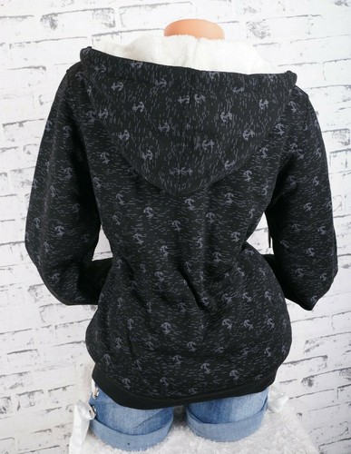 Damen Sweat Jacke Kapuze Hoodie Teddyfell gefüttert Futter Anker L XL 2XL 3XL - Bild 21 von 54