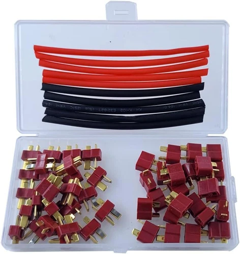 25 Pairs of Red T-Plug Deans Connectors, Male & Female for RC Models