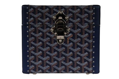 Goyard Paris Trunk Case Navy Blue Jewelry Bracelet Watch Box Chest