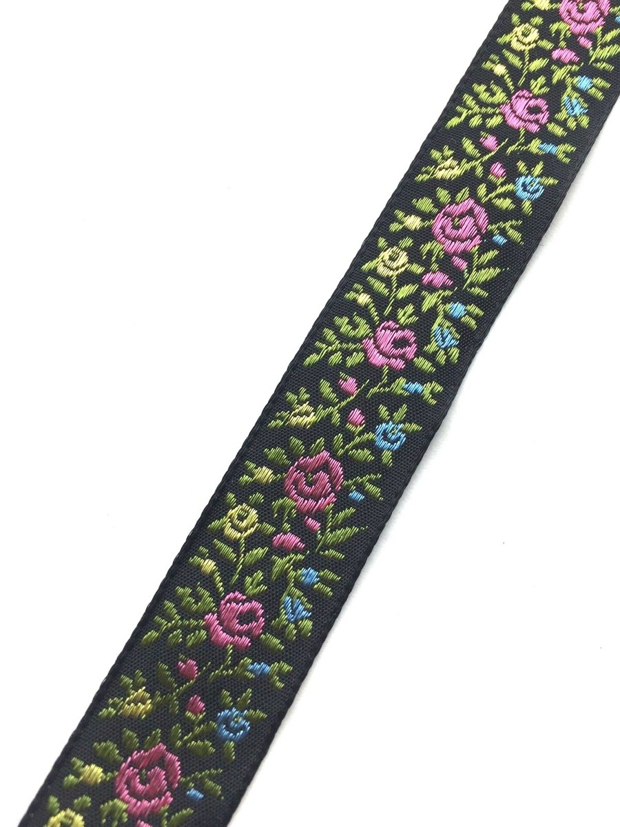 Shimmering Embroidered Multi Color FLORAL Ribbon 5 yds. 32