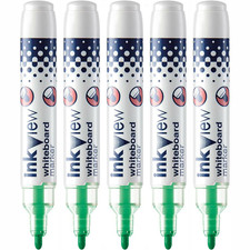 Image of Uni-Ball Inkview Whiteboard Marker Pens - Bullet Tip PWB-202 - Pack of 5 - Green