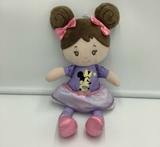 Disney Baby Cloth Doll Brown Hair Minnie Mouse Plush Crinkle Ears 12" Stuffed