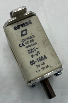 ERNST VDE 0636/21 FUSE 500V-gL-gW, 00-160A, NV 100, 120kA, VERLUSTARM VDE0636/2